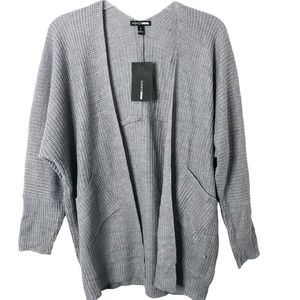 Fashion Nova NWT Women's Reserved For You Open Front Heather Grey Cardigan Small